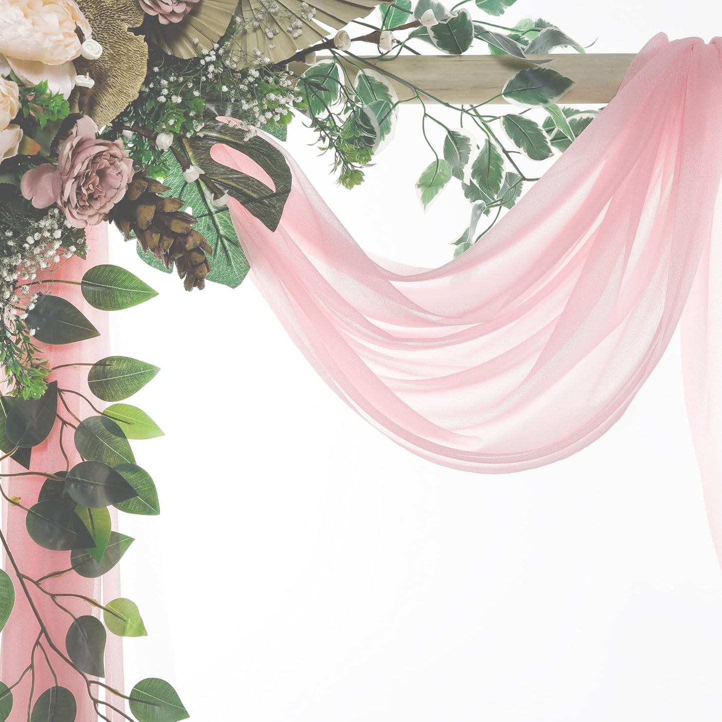 VDS Pack of 1 Panel (30 Inch X 20 Feet) Wedding Arch Draping Fabric Sheer Chiffon Fabric Drapery for Wedding Ceremony Reception Swag Backdrop Canopy Chuppah ARBO Altars Decoration (Blush Pink)