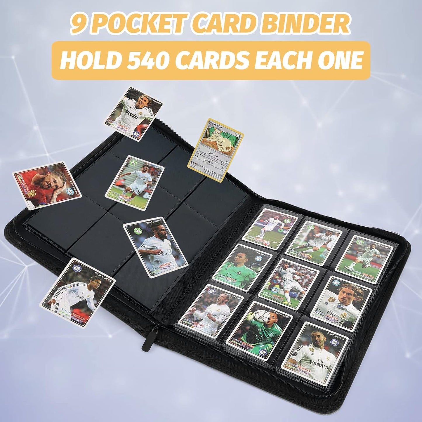 Trading Card Binder, Card Collection Binder Album Folder with 540 Side Loading Pockets, 9 Pocket Trading Card Album Folder for TGC,MTG, Baseball Cards, Yugioh.