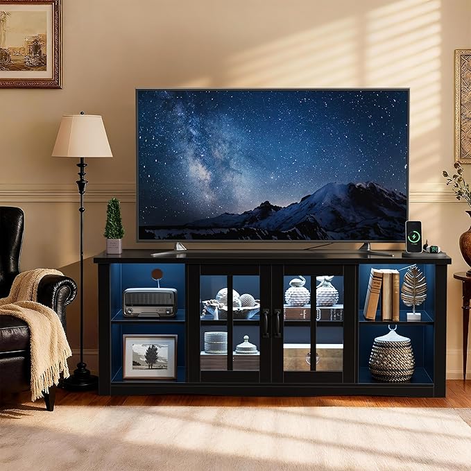 YESHOMY Farmhouse LED TV Stand - Image 2