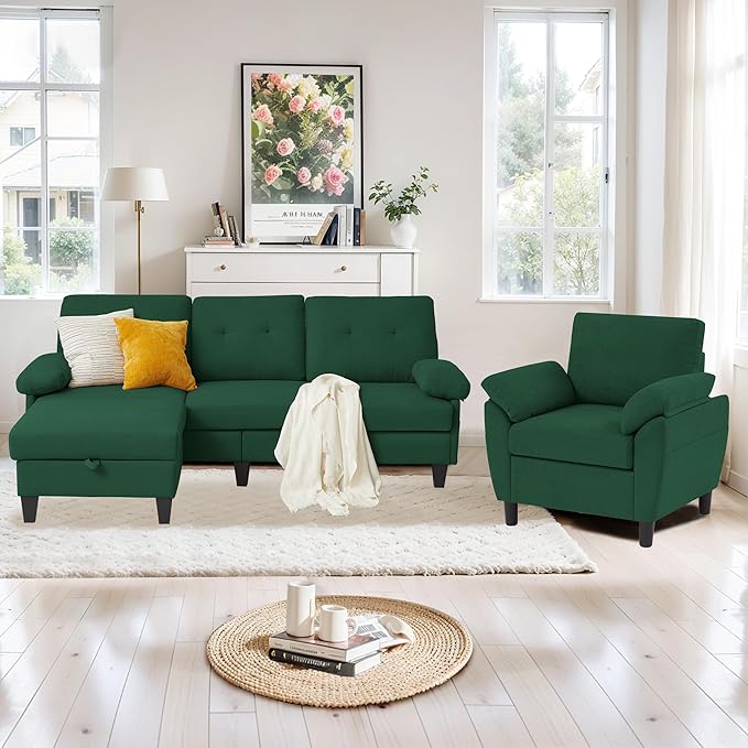 2 Piece Sectional Sofa Set, 3 Seat L Shaped Couches by soscana