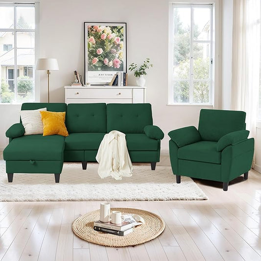 2 Piece Sectional Sofa Set, 3 Seat L Shaped Couches by soscana