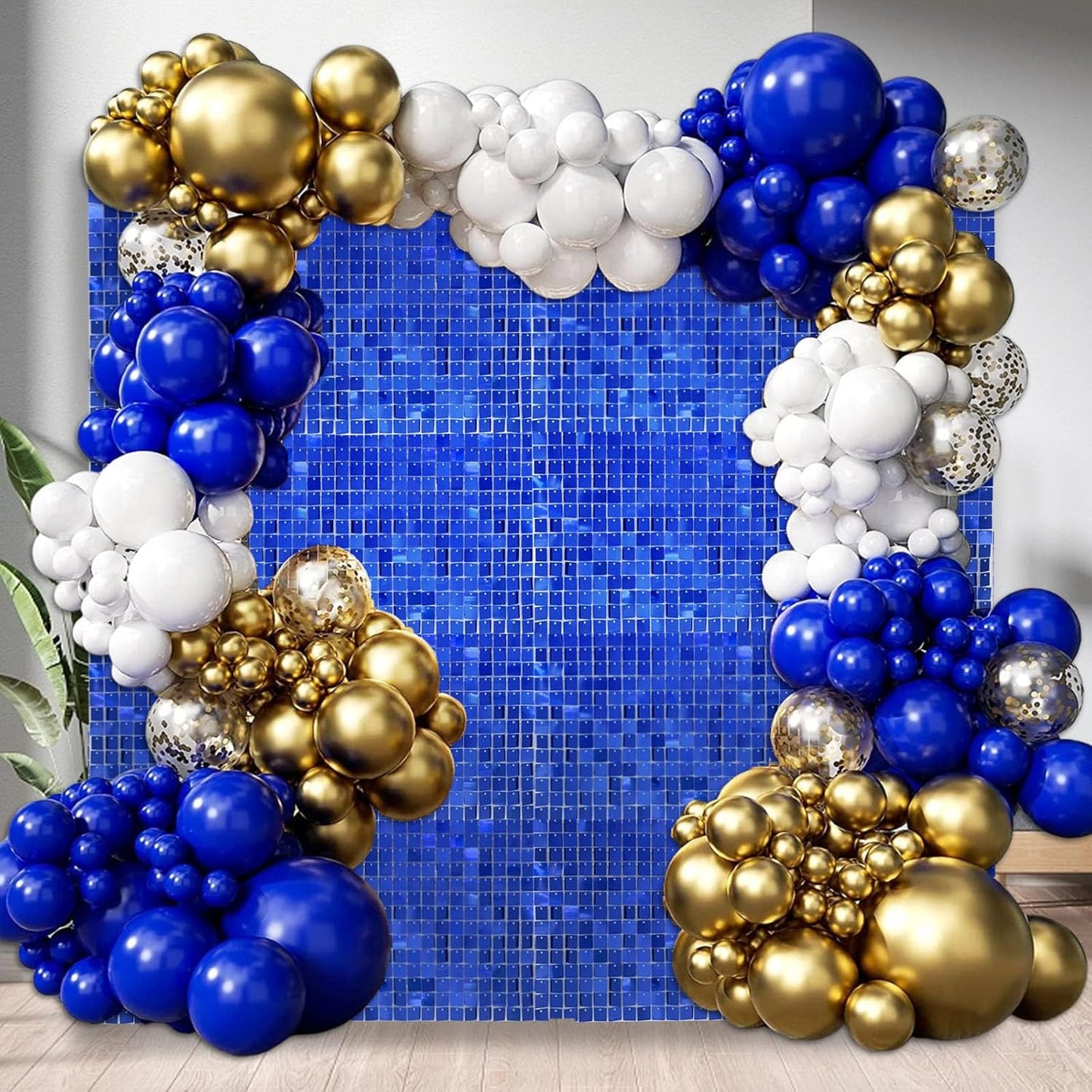 12PCS Blue Shimmer Wall Backdrop, Square Sequin Photo Backdrops Panel, Glitter Wall Background for Birthdays, Weddings, Graduation, Baby Showers, Disco Bachelorette Party Decoration (3FTx4FT)