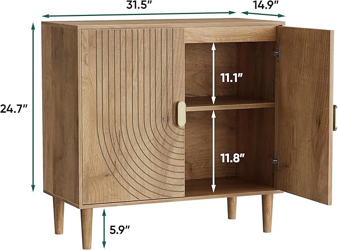 Smuxee Oak Sideboard Cabinet, Freestanding Buffet Cabinet - Image 2