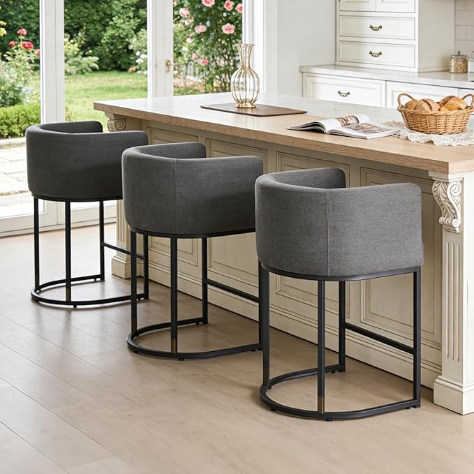 ClinQ 26" H Counter Height Bar Stools Set of 2, Modern Barrel Counter Stools - Image 7