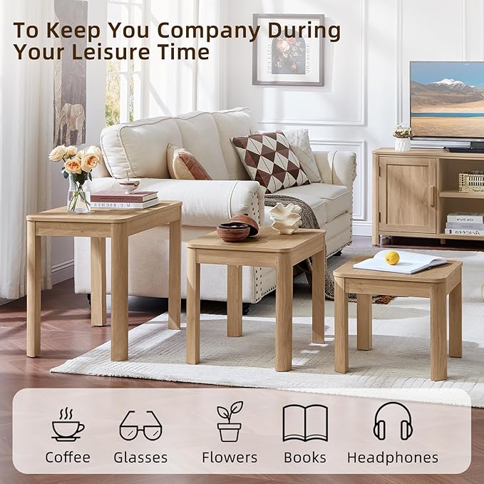 Joaxswe Farmhouse Nesting Tables Set of 3, Nesting Side Tables - Image 6