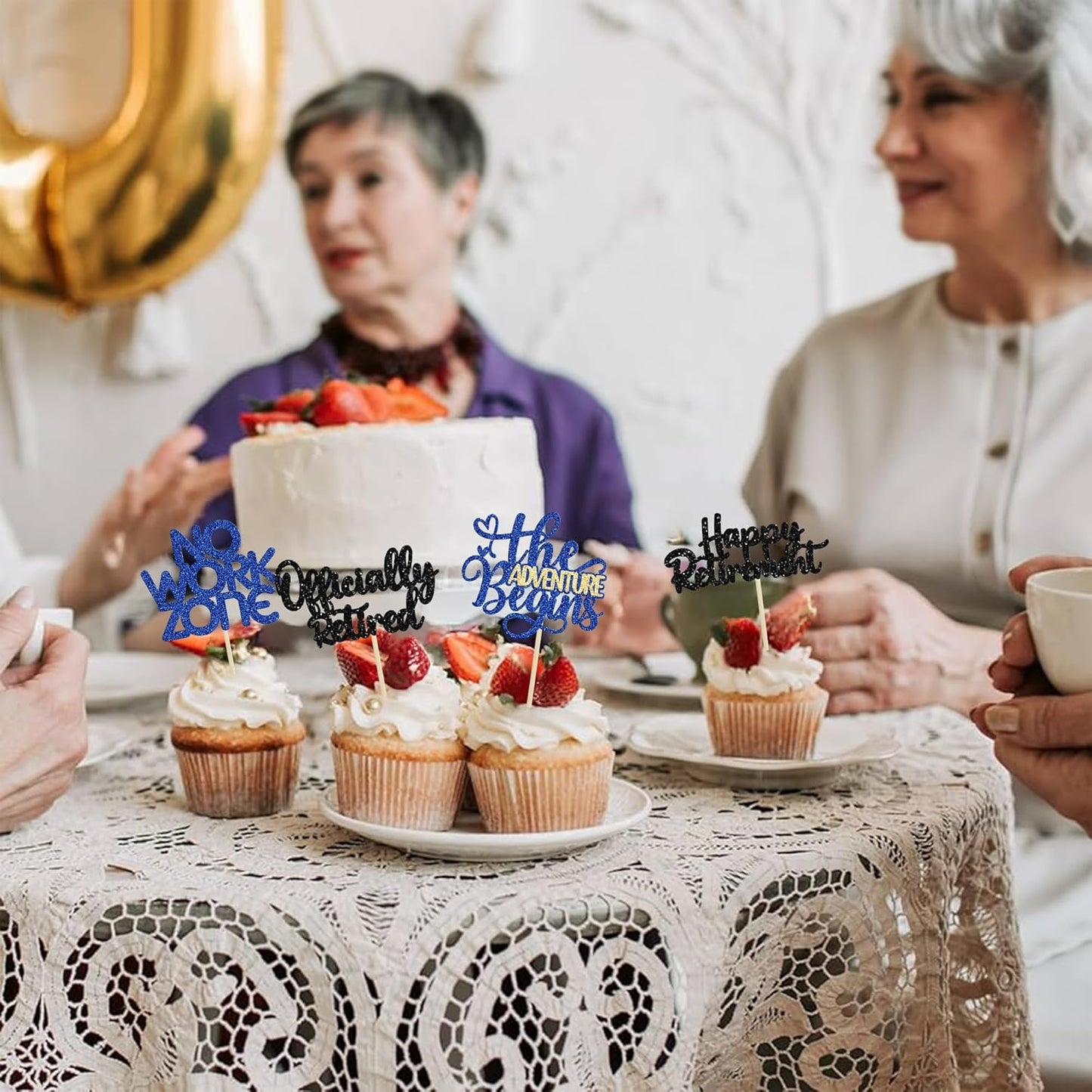 24Pcs Happy Retirement Cupcake Toppers Officially Retired Cake Toppers No Work Zone Adventure Begins Cupcake Picks Retirement Theme Farewell Birthday Party Decorations Supplies Black Blue