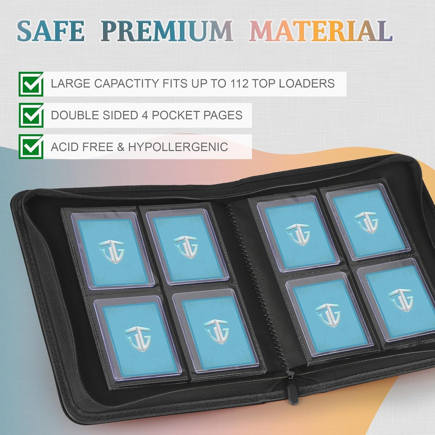 Toploader Binder,Holds 112 Toploaders, 4 Pocket Top Loader Binders for 3" x 4" Rigid Card Holders for Trading Cards or Sports Cards Binder (Red)