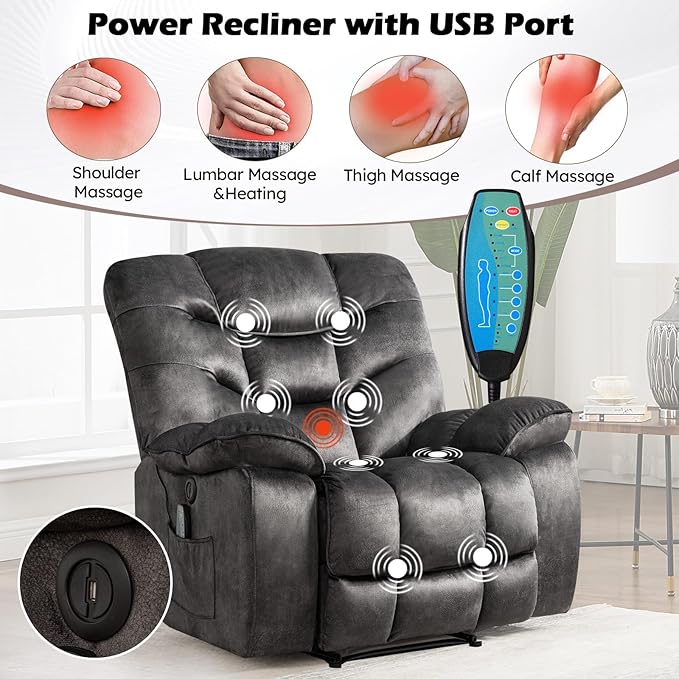 HAOMARKETS 3 Pieces Recliner Sofa Furniture Set, Include 2 Power Recliner Chairs - Image 3