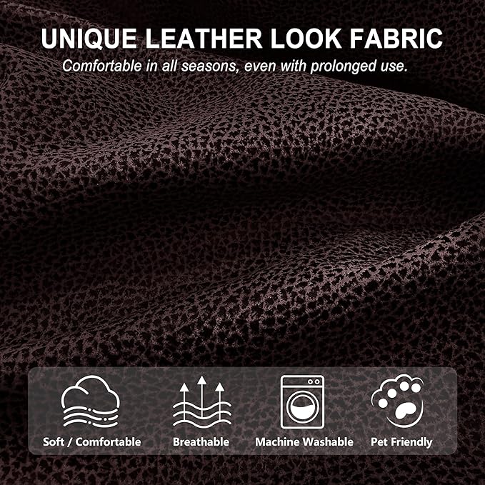 ANARACHON Leather Look Recliner Chair Covers, 4-Pieces Stretch Recliner Cover - Image 3
