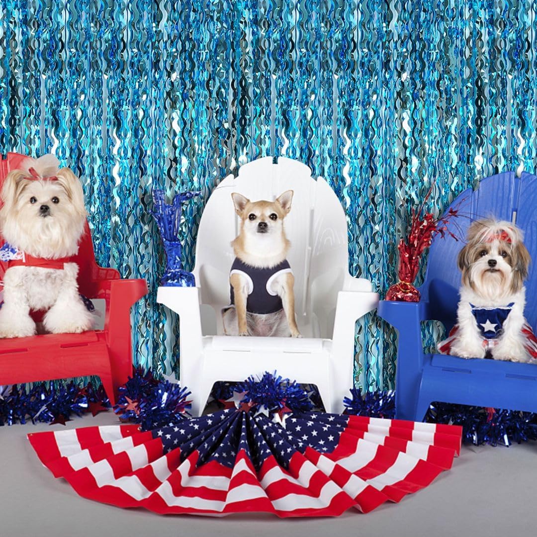 Wave Foil Fringe Curtain Blue Streamers Photo Backdrop Blue Birthday Party Supplies Frozen Birthday Ocean Themed Party Decorations Frozen Party Supplies Under The Sea Decorations