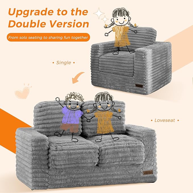 MAXYOYO Extra Wide Kids Bean Bag Chair, Comfy Faux Fur Bean Bag Sofa - Image 5