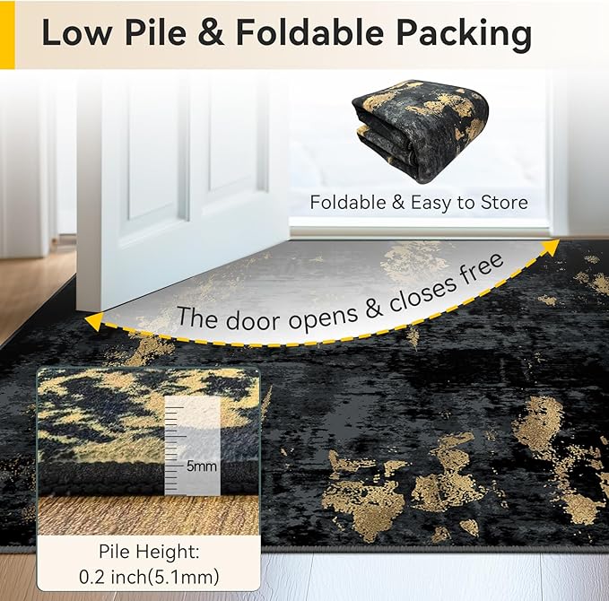RELEANY Washable Area Rugs 3'x5' Non-Slip Modern Abstract Soft - Image 5