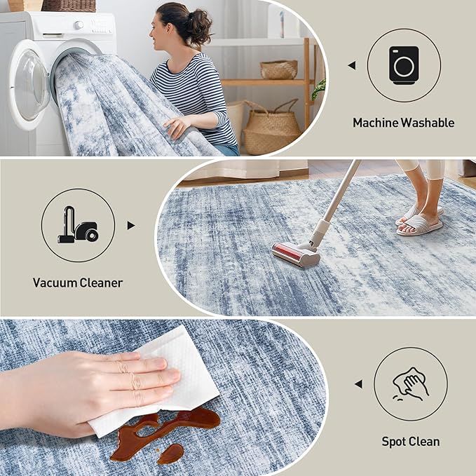 4x6 Area Rugs Washable Rug: Modern Abstract Living Room Rug Soft Anti-Skid Thin - Image 3