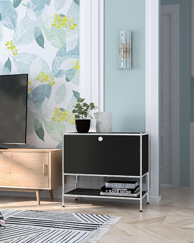 Metal Sidetable with Flap Door, 27.5" Height - Image 7