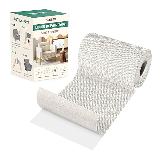 BESEZX Linen Fabric Repair Tape, 3x79 Inch Self Adhesive Repair Patches by Besezx