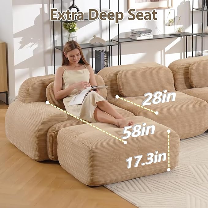 Boneless Sectional Couch, No Assembly Required, 152.7” Modular Cloud Sofa - Image 5