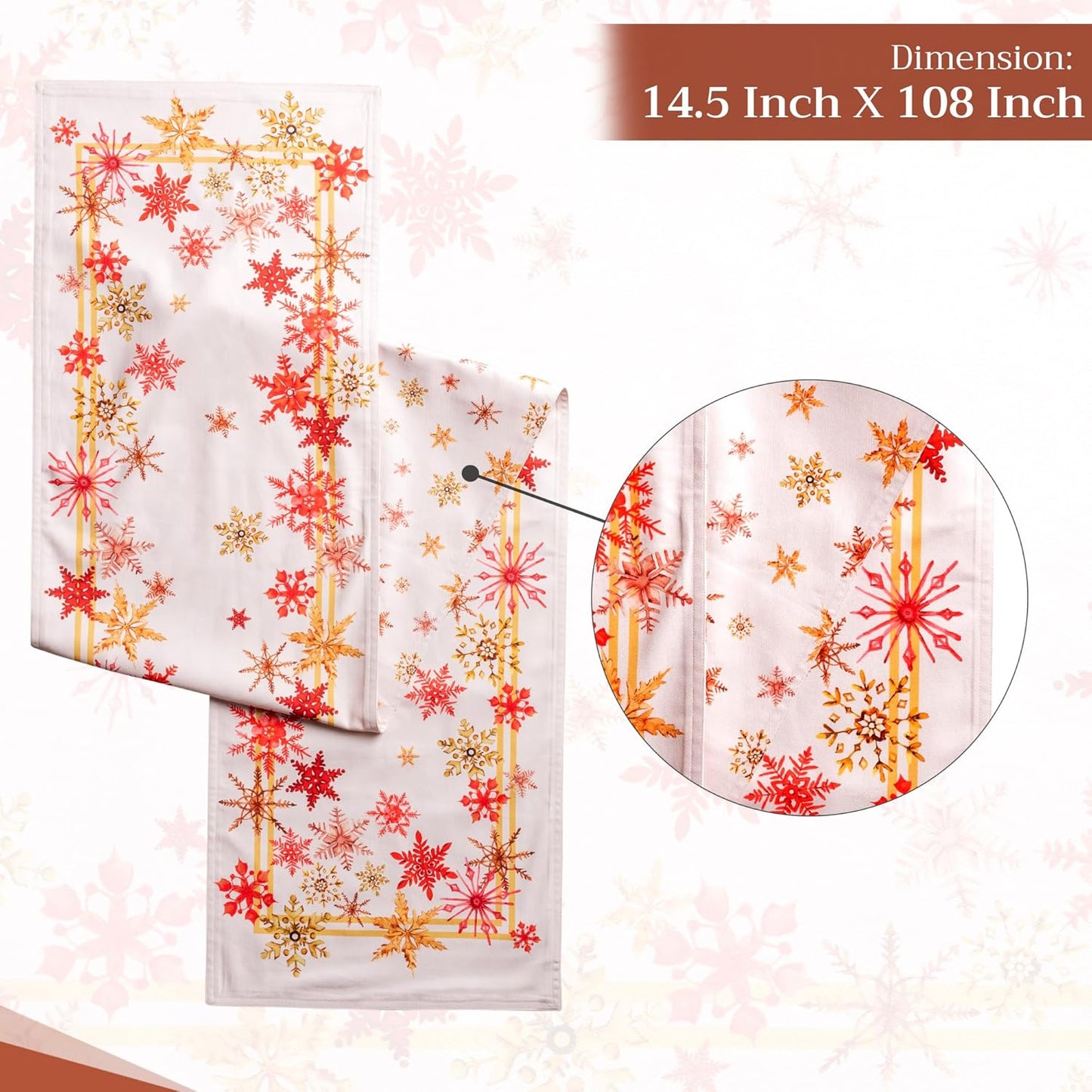 Maison d' Hermine Table Runner 100% Cotton Double Layer Table Runners 108 inches Long Decorative for Home Kitchen Dining Party Baby Shower Wedding Bridal Shower (Crystal Star, 14.50" x 108")