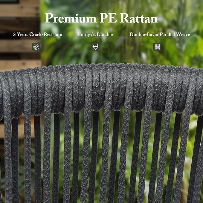 PURPLE LEAF Patio Dining Chair Set Modern Wicker Outdoor Furniture Seating - Image 8