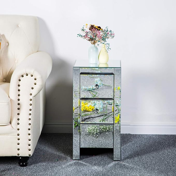 Mirrored End Table Modern Small Sofa Corner Table - Image 6