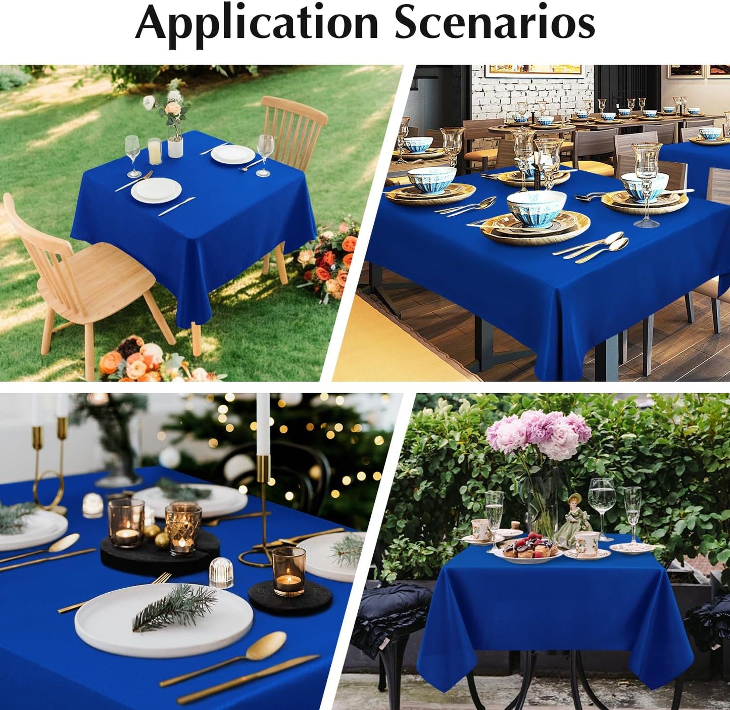 2 Pack Square Table Cloth 60X60 Inch Royal Blue Tablecloth Washable Polyester Solid Dining Table Cover for Birthday Party Dinner Holiday Outdoor Indoor