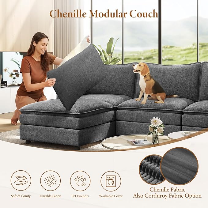 Vesgantti Large Modular Sectional Sofa, Big Comfy Cloud Couch - Image 6