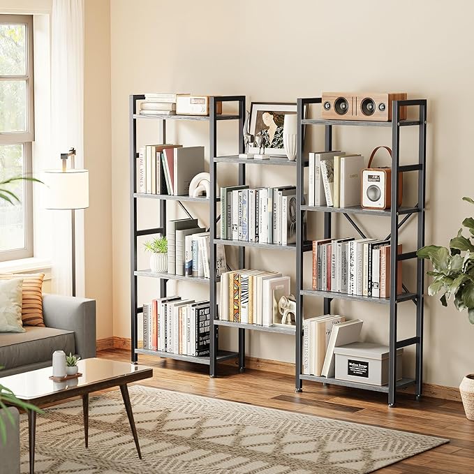SUPERJARE Triple Bookshelf, Bookcase - Image 4