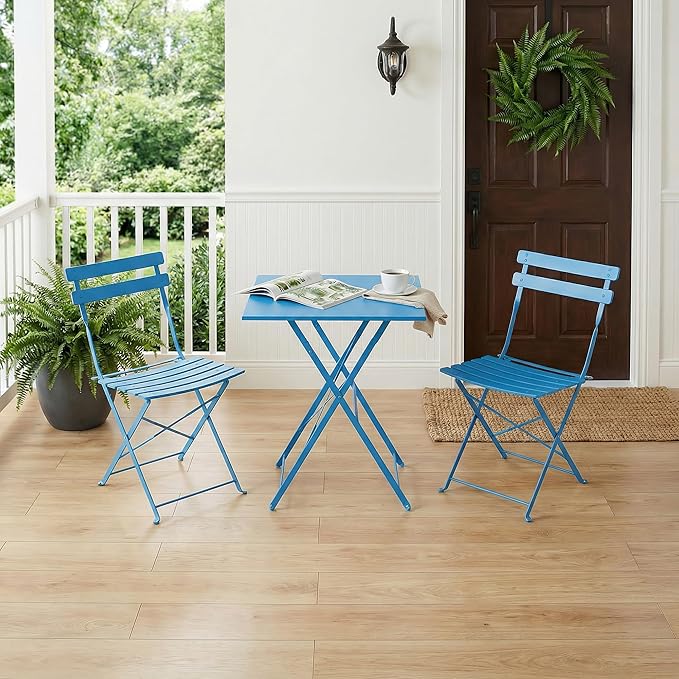 GarveeLife 3 Piece Patio Bistro Set, Folding Patio Bistro Table and Chairs Set - Image 8