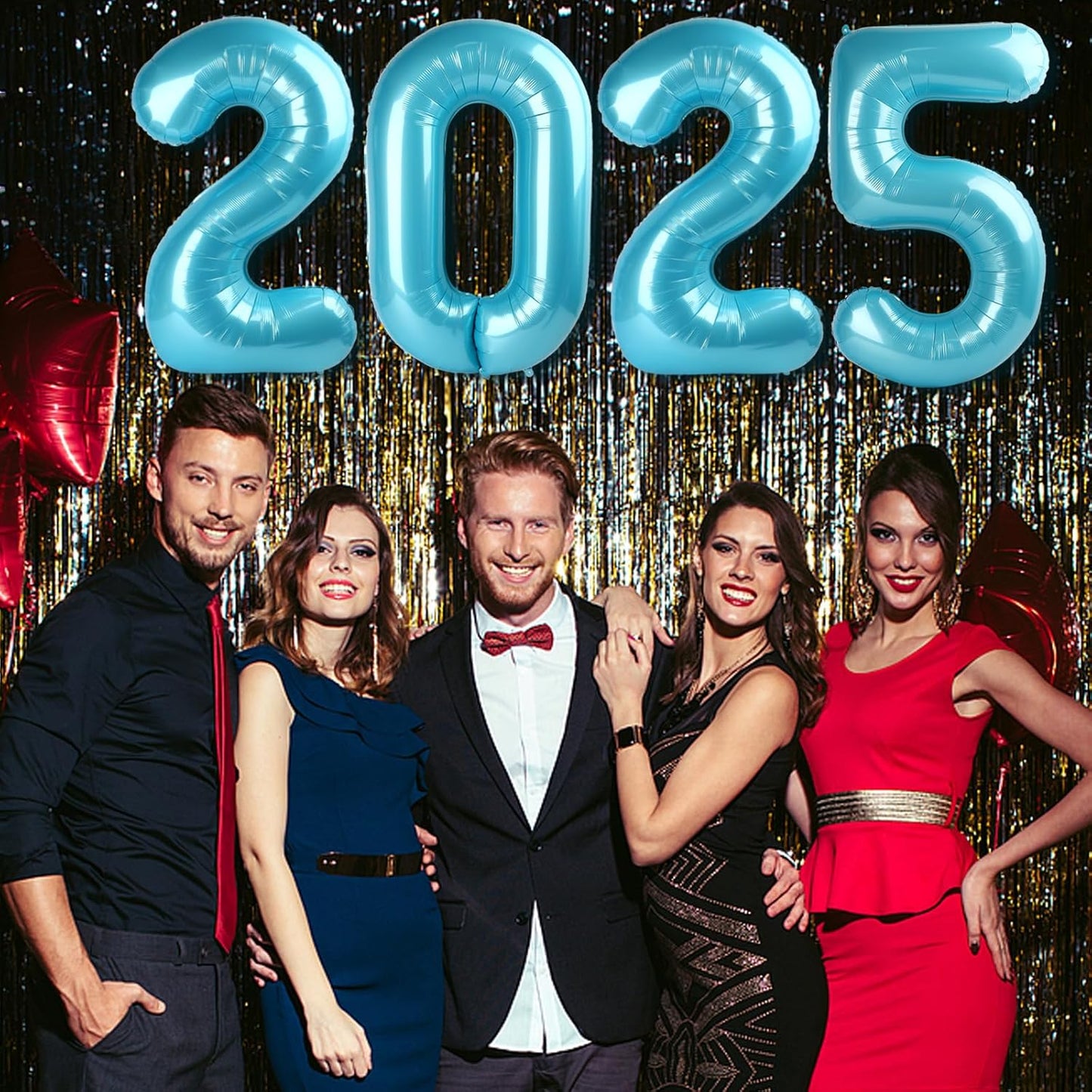 Pearlescent Blue 2025 Number Balloon, 40 Inch Foil Number 2025 Bluefoil Balloons, Happy New Year Eve Party Supplies Balloon Christmas Graduations Birthday Decoration