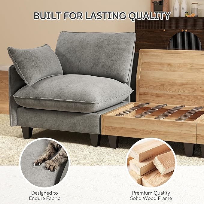 Ihanherry 107" Oversized V-Shaped Modular Sectional Sofa, Cloud Couch - Image 5