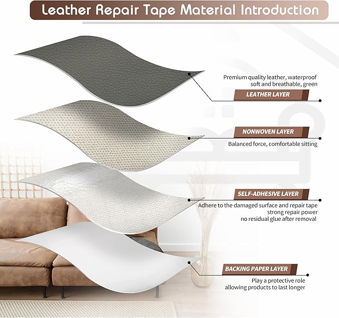 KING MOUNTAIN Leather Repair Patch, 2 Packs 9 x 11 Inches self Adhesive Leather - Image 3