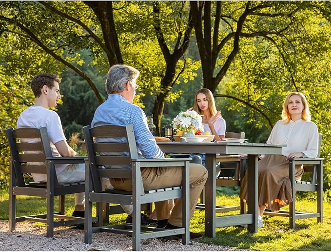 SERWALL Outdoor HDPE Dining Table Set, 7-Piece Outdoor Dining Table Sets - Image 8