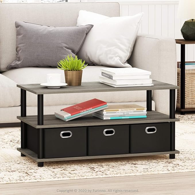 FURINNO Turn-N-Tube Coffee Table, 31.22D x 15.5W x 15.8H in, French Oak - Image 2