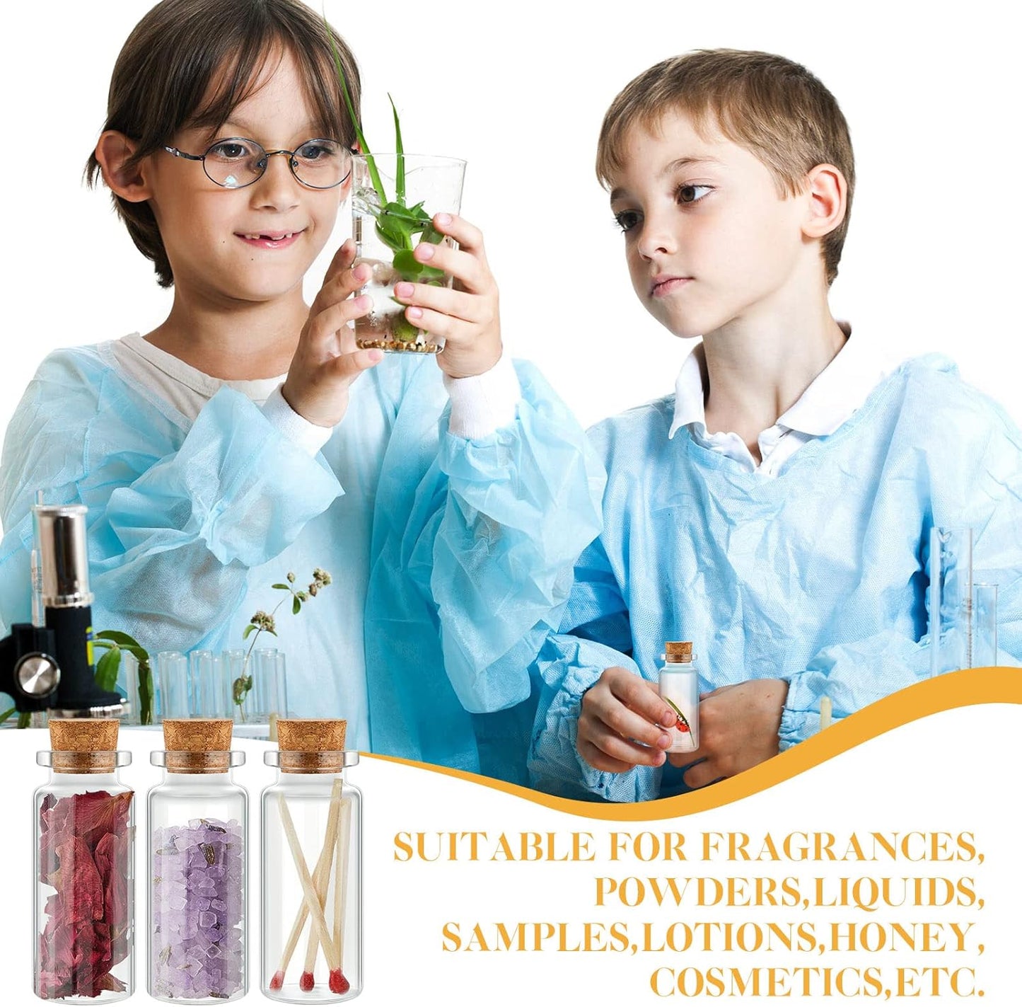 Gerrii 100 Pcs 30 ml Mini Glass Bottles with Wood Cork Stoppers, Mini Potion Glass Vials Small Clear Bottles Wishing Message Spell Tiny Jars Sand Art for Halloween Decoration Wedding DIY Favor