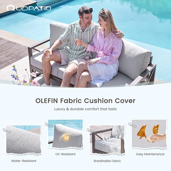UDPATIO Aluminum Patio Furniture Set, Faux Wood Grain Modern Outdoor Furniture - Image 7