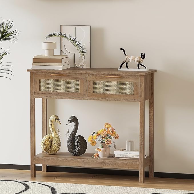 Trironsun Farmhouse Rattan Console Table - Image 7