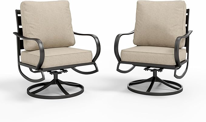 Sophia & William 2 Pieces Patio Furniture Sets Metal Sofa Chairs Patio Cushion by SophiaWilliam