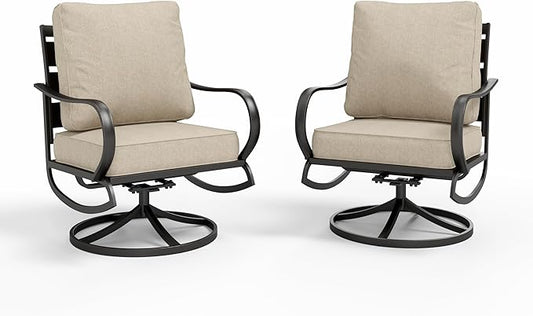 Sophia & William 2 Pieces Patio Furniture Sets Metal Sofa Chairs Patio Cushion by SophiaWilliam