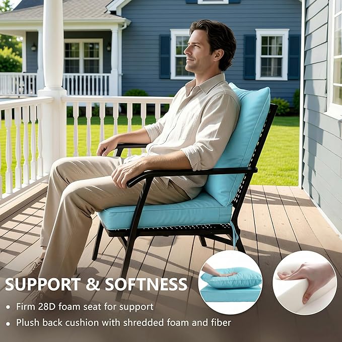 22x22 Inch Patio Chair Cushions Set of 2, Outdoor Furniture Cushions - Image 4