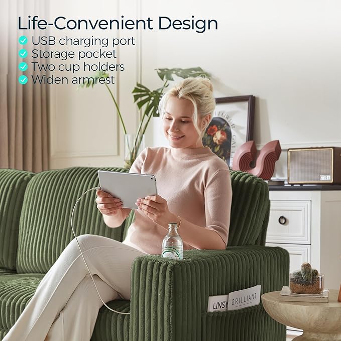 LINSY HOME Loveseat Sofa with Storage - Image 7