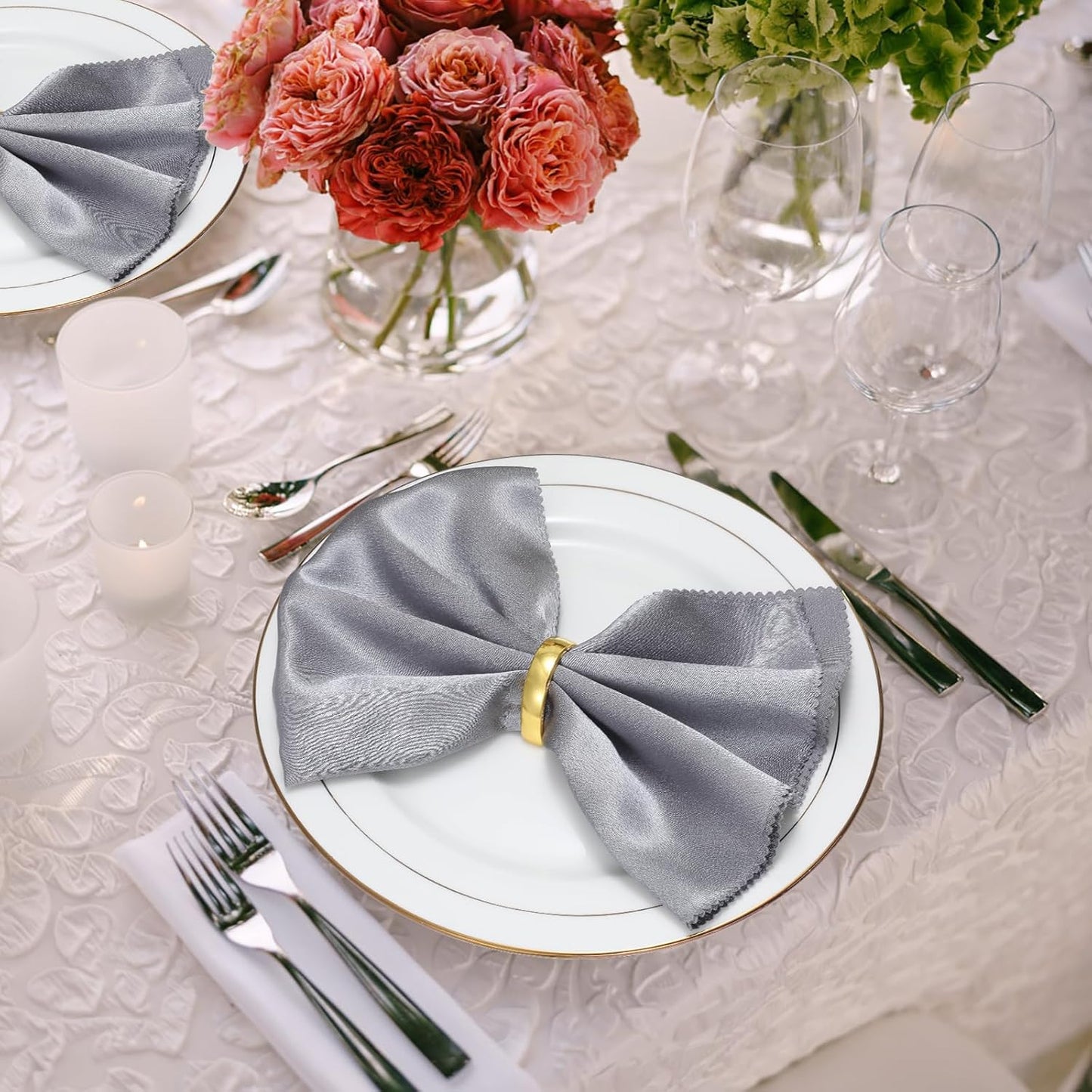 KPOSIYA Napkin Rings Set of 12, Metal Gold Napkin Rings Bulk for Table Settings, D-shape Napkin Holders Rings for Dinner Table Decor, Easter, Fall,Thanksgiving, Christmas, Party,（Brilliant Gold12 pcs）