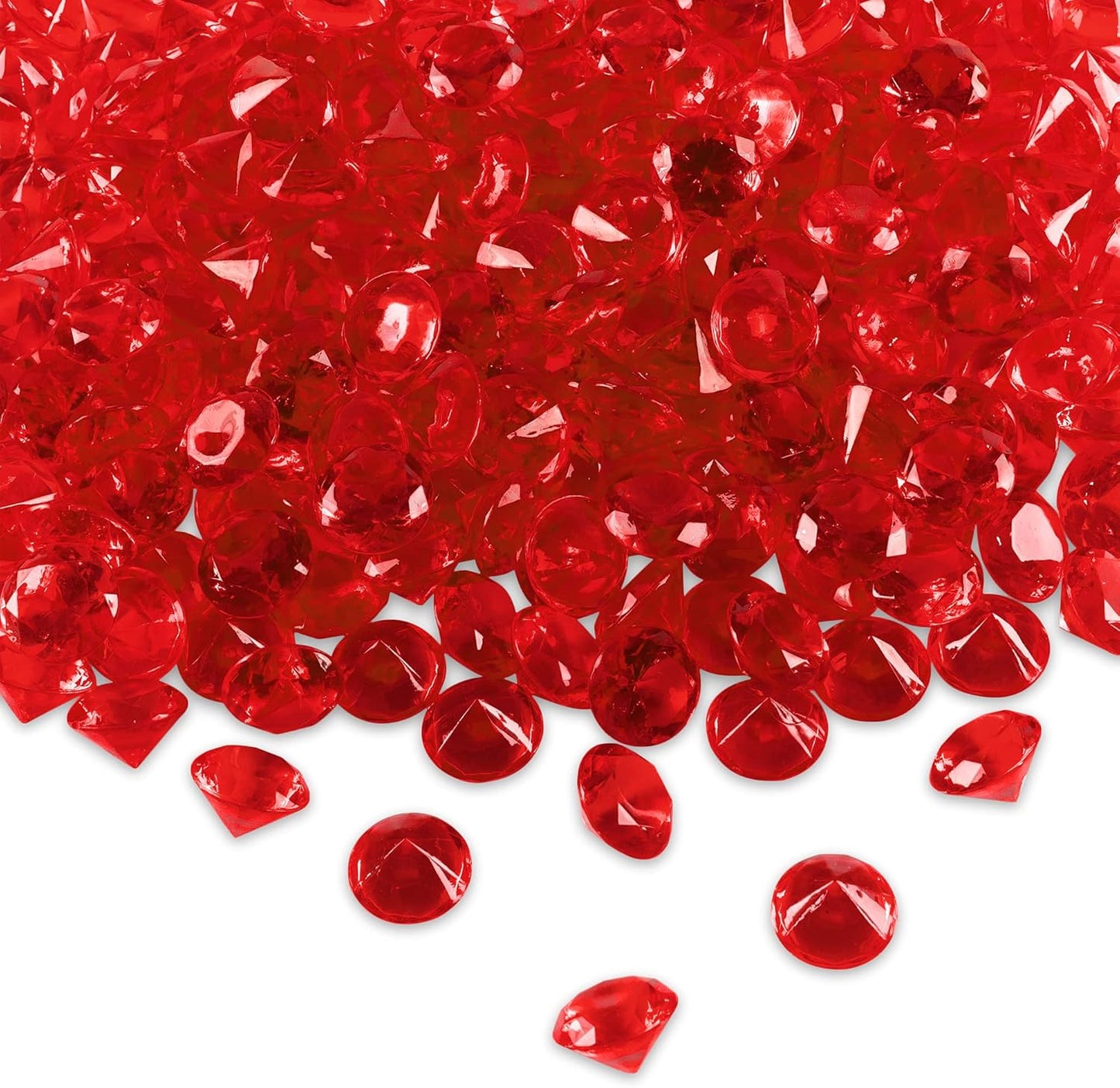 Super Z Outlet Acrylic Color Faux Round Diamond Crystals Treasure Gems for Table Scatters, Vase Fillers, Event, Wedding, Birthday Decoration Favor, Arts & Crafts (1 Pound, 240 Pieces) (Red)