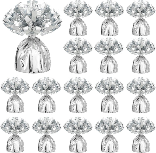 36 Pcs Metallic Balloon Weights Set Heavy Solid Metallic Anchor Balloon Holder Weights for Balloons Table Centerpiece DIY Decor for Birthday Party Favors Wedding 2.5 x 5 Inch(Silver)