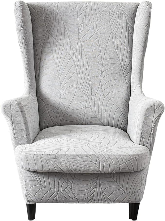 KRFOONN Stretch Wing Chair Slipcovers Jacquard 2 Piece Wingback Chair Covers by KRFOONN