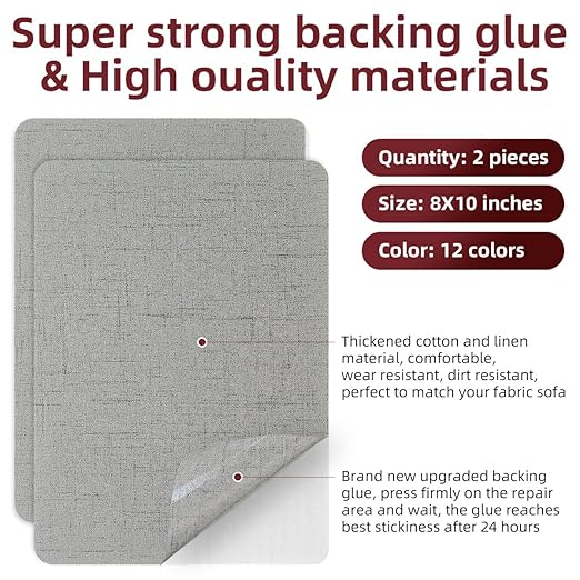 Self-Adhesive Fabric Repair Patches, Large Size 8X11 inch Linen Furniture - Image 2