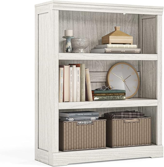 LINSY HOME 3-Tier Bookcase, Small Bookshelf Wood Display Storage Shelves by LINSYHOME