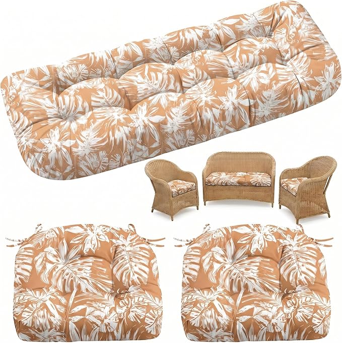 1 MIDDLE ONE Wicker Chair Cushions 3 Pieces Set by 1MIDDLEONE