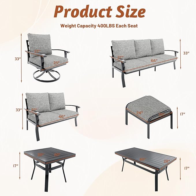 HOMREST 9 PCS Outdoor Patio Furniture Set - Image 6