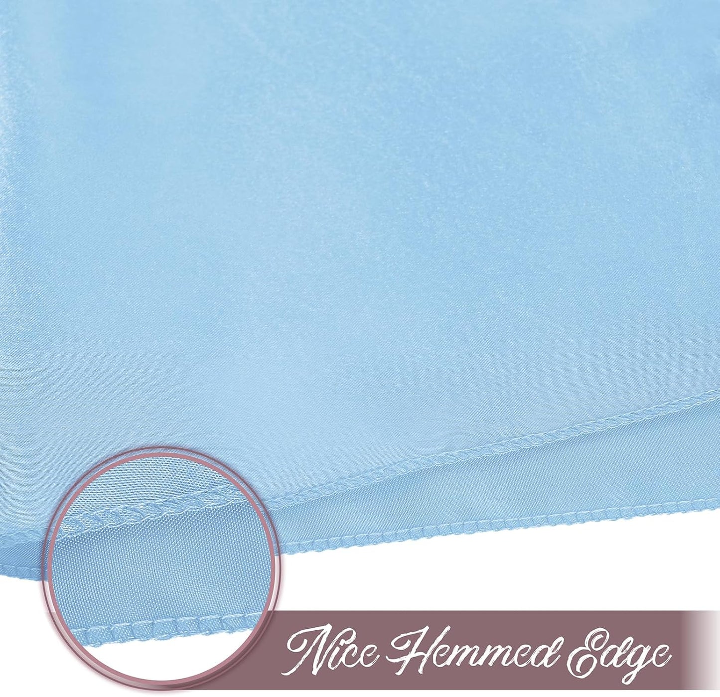 50 Pieces Light Blue Satin Napkins, 17" x 17" Square Table Napkins, Silky Soft Smooth Washable Napkins for Restaurant, Weddings, Dinner, Party Decoration
