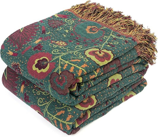 LUTBM Boho Throw Blanket for Bed 100% Cotton Soft Quilt Home Livingroom Decor by LUTBMFindYourFreeSpiritatHome