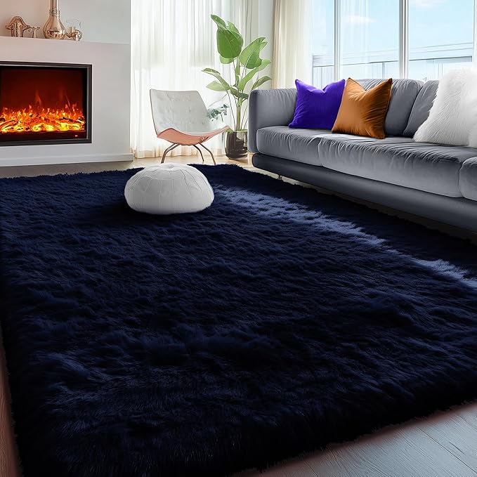 PAGISOFE Dark Navy Blue Rugs for Living Room 5x7 Ft, Plush Area Rugs for Bedroom - Image 6